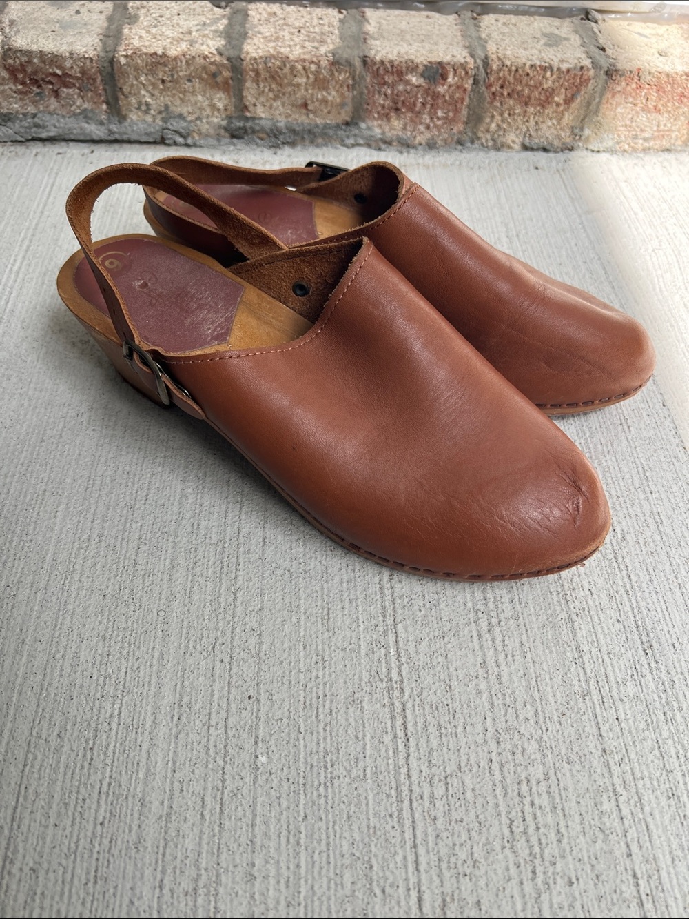 Vintage Rapallo Women’s Brown Leather Slingback Clogs Size 9